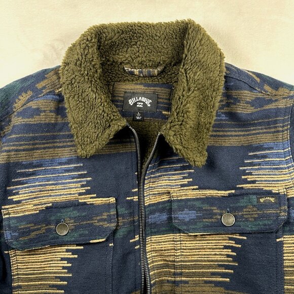 Billabong Barlow Sherpa Mens Jacket Large Aztec Print Blue Tan Southwestern NWT - Picture 8 of 10